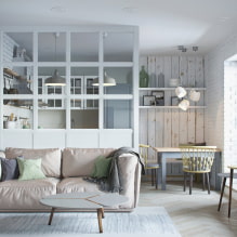Die Trennwand zwischen Küche und Wohnzimmer: Typen, Materialien, Formen, originelle Ideen, Design-4