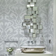 The choice of a mirror in the bathroom: types, shapes, decor, color, options with a pattern, backlight-6
