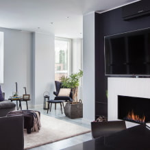 Living room with fireplace and TV: views, location options on the wall, ideas for an apartment and a house-0