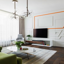 TV in the living room: photo, choice of location, wall design options in the hall around TV-5
