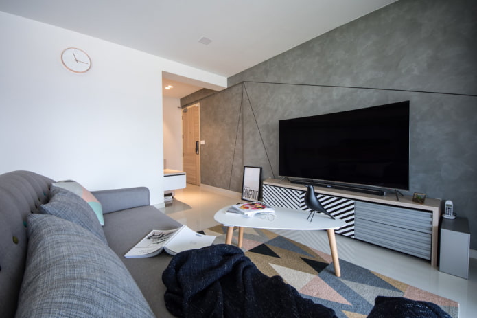 Fernseher im Wohnzimmer: Foto, Standortwahl, Wandgestaltungsmöglichkeiten im Flur um den Fernseher