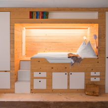 Bett in einer Nische: Design, Ansichten (Podium, Klapp, Kinder), Foto im Innenraum-4