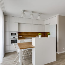 Кухињска ниша у стану: дизајн, облик и локација, боја, опције осветљења-2