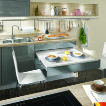 Pull-out table: photo in the interior, types, forms, materials, built-in options-6