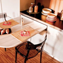 Pull-out table: photo in the interior, types, forms, materials, built-in options-7
