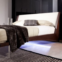 Floating bed in the interior: types, shapes, design, backlit options-0