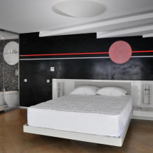 Floating bed in the interior: types, shapes, design, backlit options-5