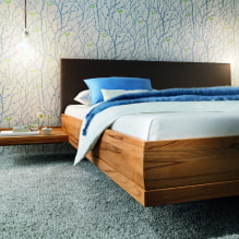 Floating bed in the interior: types, shapes, design, backlit options-8