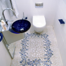 Mosaic in the bathroom: types, materials, colors, shapes, design, choice of finishing location-1