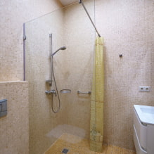 Mosaic in the bathroom: types, materials, colors, shapes, design, choice of finishing location-3