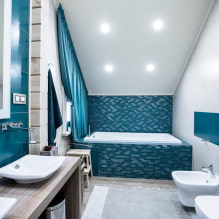Мозаик у купатилу: врсте, материјали, боје, облици, дизајн, избор завршне локације-5