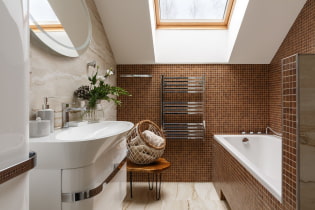 Мозаик у купатилу: врсте, материјали, боје, облици, дизајн, избор завршне локације
