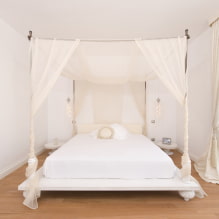 Négy baldachinos ágy: típusok, szövetválasztás, kialakítás, stílusok, példák a hálószobában és az óvodában-1