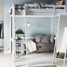 Loft bed: photos, types, colors, design, styles, materials, examples with a ladder, -0