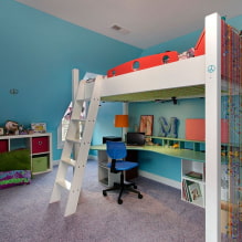 Loft bed: photos, types, colors, design, styles, materials, examples with a ladder, -5