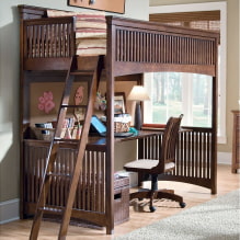 Loft bed: photos, types, colors, design, styles, materials, examples with a ladder, -7