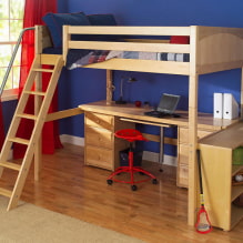 Loft bed: photos, types, colors, design, styles, materials, examples with a ladder, -8