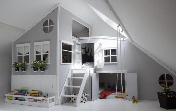 Loft bed: photos, types, colors, design, styles, materials, examples with a ladder,