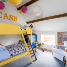 Gyerek emeletes ágyak: fotók a belső térben, típusok, anyagok, formák, színek, design-6