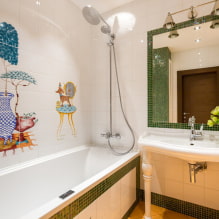Беле плочице у купатилу: дизајн, облици, комбинације боја, опције локације, боја фуге-1