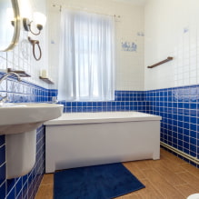 Беле плочице у купатилу: дизајн, облици, комбинације боја, опције локације, боја фуге-2