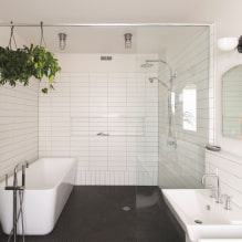 Беле плочице у купатилу: дизајн, облици, комбинације боја, опције локације, боја фуге-3