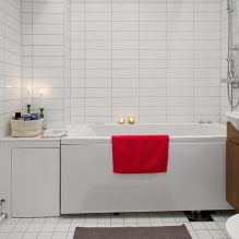Fehér csempe a fürdőszobában: tervezés, formák, színkombinációk, elhelyezési lehetőségek, fugaszín-4