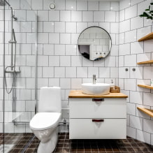 Fehér csempe a fürdőszobában: tervezés, formák, színkombinációk, elhelyezési lehetőségek, fugaszín-5