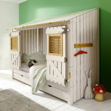 Bettenhaus im Kinderzimmer: Fotos, Gestaltungsmöglichkeiten, Farben, Stile, Dekor-1