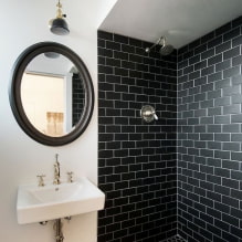 Duschraum aus Fliesen: Typen, Möglichkeiten zum Verlegen von Fliesen, Design, Farbe, Foto im Inneren des Badezimmers-4