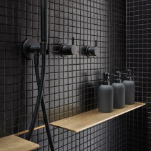 Fekete csempe a fürdőszobában: tervezés, elrendezési példák, kombinációk, fotók a belső térben-3