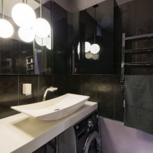 Црне плочице у купатилу: дизајн, примери примера, комбинације, фотографије у унутрашњости-5