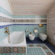 Изглед плочица у купатилу: правила и методе, карактеристике боја, идеје за под и зидове-2