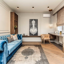 Blue sofa sa interior: mga uri, mekanismo, disenyo, materyales sa tapiserya, shade, kombinasyon-0