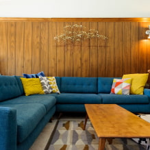 Blue sofa sa interior: mga uri, mekanismo, disenyo, materyales sa tapiserya, shade, kombinasyon-2