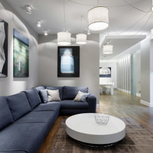 Kék kanapé a belső térben: típusok, mechanizmusok, design, kárpitanyagok, árnyalatok, kombinációk-4