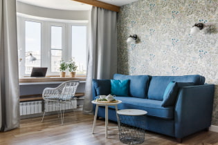 Blaues Sofa im Innenraum: Typen, Mechanismen, Design, Polstermaterialien, Farbtöne, Kombinationen