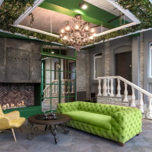 Green sofa: mga uri, disenyo, pagpili ng materyal na tapiserya, mekanismo, kombinasyon, shade-6
