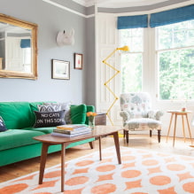 Green sofa: mga uri, disenyo, pagpili ng materyal na tapiserya, mekanismo, kombinasyon, shade-7