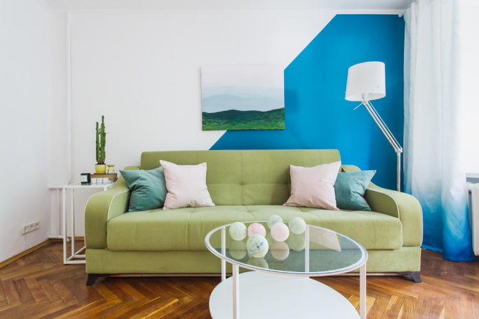 Grünes Sofa: Typen, Design, Polstermaterialauswahl, Mechanik, Kombinationen, Farbtöne
