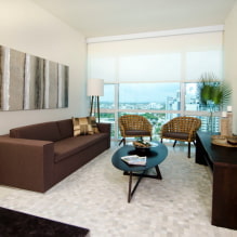 Brown sofa sa interior: mga uri, disenyo, materyales sa tapiserya, shade, kombinasyon-1