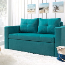 Türkiz kanapé a belső térben: típusok, kárpitanyagok, színárnyalatok, formák, dizájn, kombinációk-8