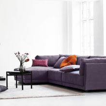 Lila sofa sa loob: mga uri, materyales sa tapiserya, mekanismo, disenyo, shade at kombinasyon-4