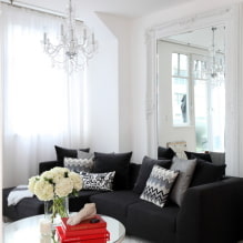 Black sofa in the interior: upholstery materials, shades, shapes, design ideas, combinations-5