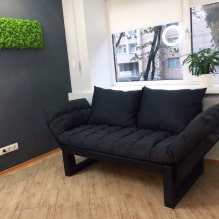 Schwarzes Sofa im Innenraum: Polstermaterialien, Farbtöne, Formen, Designideen, Kombinationen-6