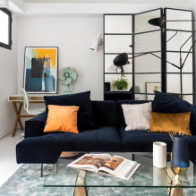 Pohovka v obývacím pokoji: design, typy, materiály, mechanismy, tvary, barvy, výběr umístění-0