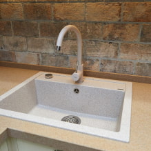 Kitchen sinks made of artificial stone: photos in the interior, types, materials, shapes, colors-4
