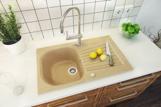 Kitchen sinks made of artificial stone: photos in the interior, types, materials, shapes, colors