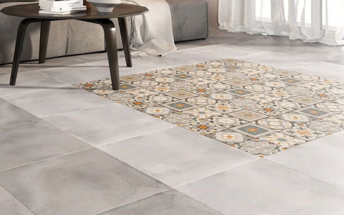 Floor tiles in the interior: types, designs and patterns, sizes and shapes, colors, combinations