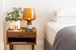 Bedside tables: design, types, materials, colors, decor, photos in the interior